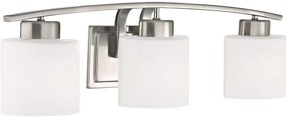 Bathroom Wall Light with White Oval Glass - Three Lights