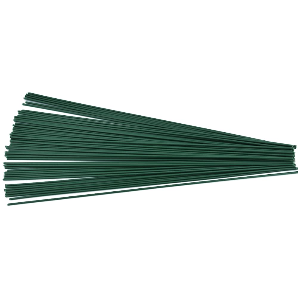 HAHIYO 2mm 14Gauge Dark Green PE-Wrapped Metal Floral Wire 12 Inches(30cm), 70 Pack Flexible Paddle Wires Florist Wire Garden Wires for Craft Christmas Wreath Flower Arrangement Bouquet Wedding DIY
