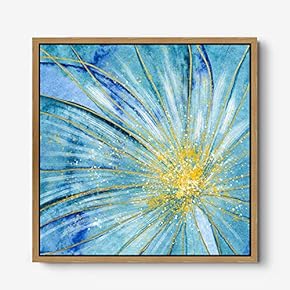 signwin Framed Canvas Wall Art Abstract Blue Flower...