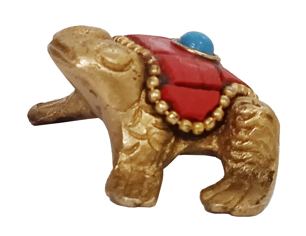 Statuette grenouille laiton et pierre précieuse Purpledip, cadeau idéal