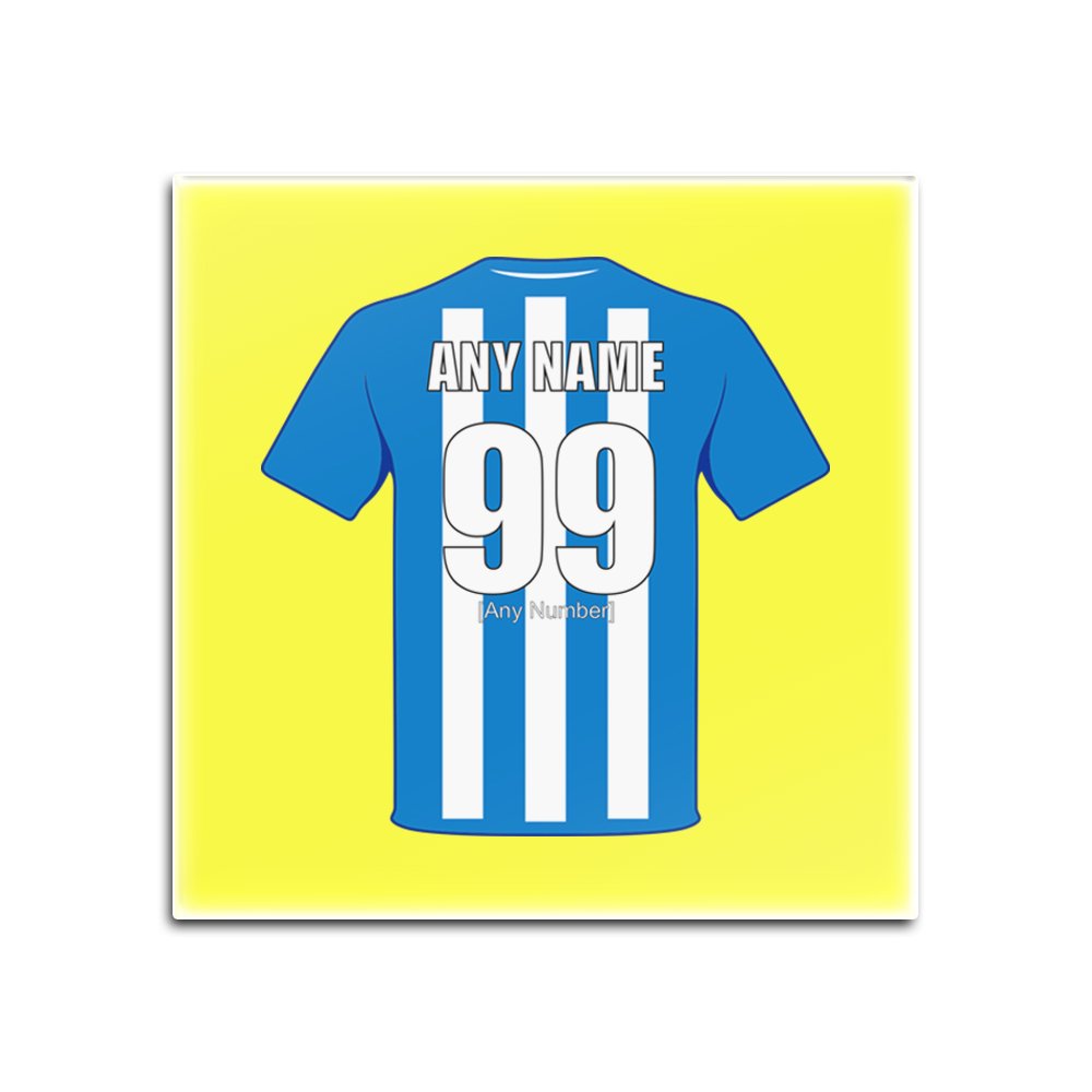Personalised Gift - Huddersfield Town Glass Square Coasters (Football Club Design Theme, Colour Options) - Any Name/Message on Your Unique Mat Pad - The Terriers