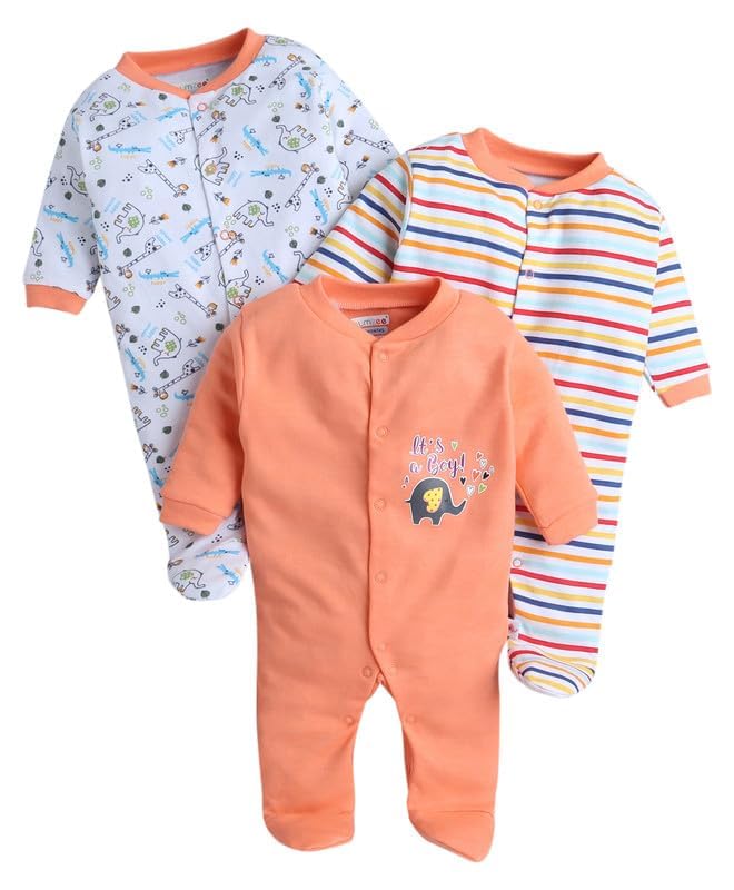 Image of 100% Cotton Rompers for New Born Baby Sleepsuits Jumpsuit Night Suits for Baby Boys & Girls |Onesies| Infant Clothes Pack Of 3