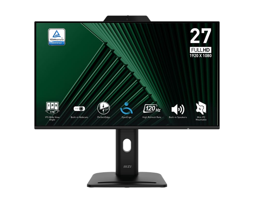 MSI 27" PRO MP272PMG, Kurumsal Monitör, FHD, 16:9, Flat, IPS, 120Hz, 1ms, Adaptive-Sync, Pivot
