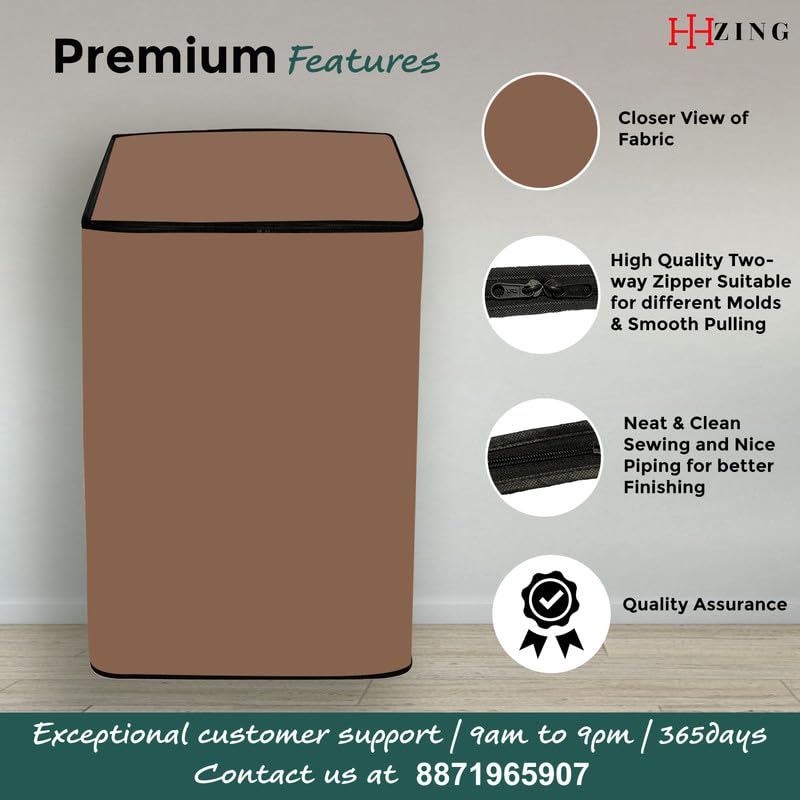 Image of Waterproof Washing Machine Cover Fully Automatic Sutaible for Samsung Model 8.0 kg Ecobubble Top Load, WA80BG4441BG (54 x 56 x 98 cms) Solid Beige Print