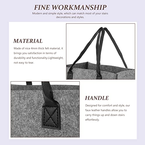 Garneck Treppenkorb Stufenkorb Filz Aufbewahrungskorb Dunkelgrau Korb L Förmig Leder Griffe Wäschekorb Spielzeugkorb Spielzeug Aufbewahrung Zimmer Zuhause Kindergarten Organizer Multifunktional