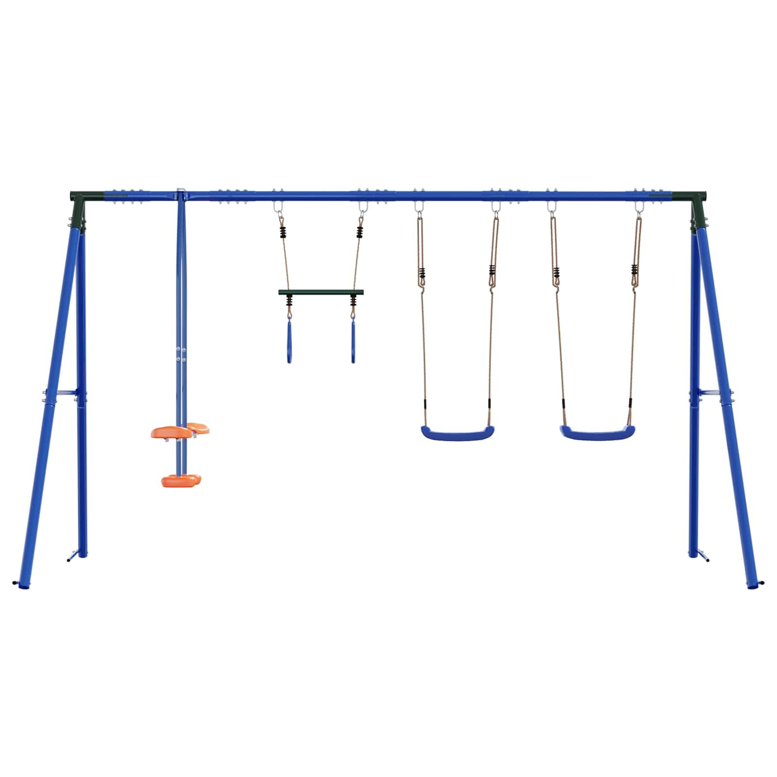 Juego de columpio para exteriores, multicolor, con marco de acero y polietileno, resistente a la intemperie, 330 x 185 x 185 cm, para jardín, patio, asiento ajustable, juguete de jardín para