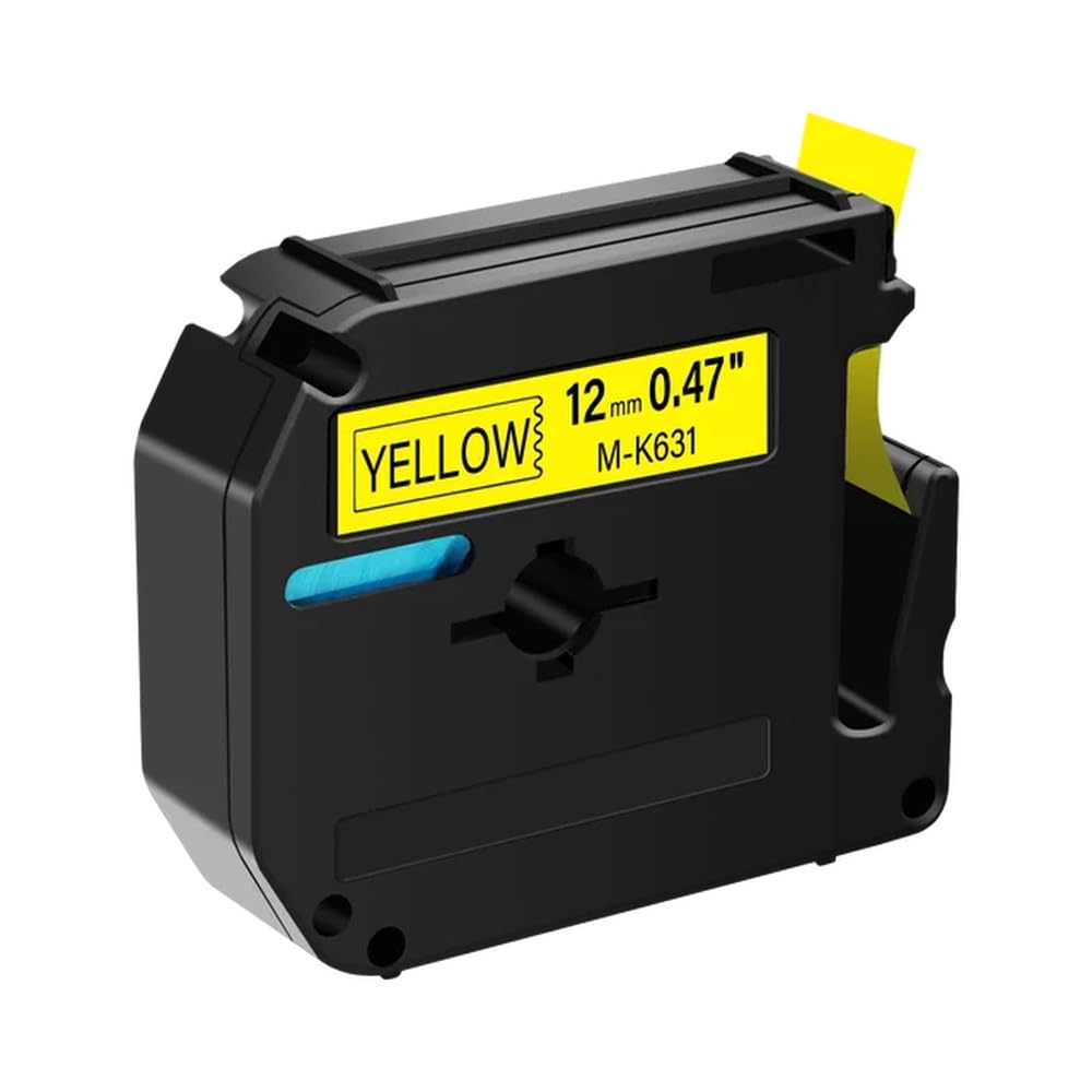 PrecisGear Black On White Label Tape 12mm Compatible With MK-231 MK131 MK221 MK631 MK121 PT45M PT85 Label Makers(Black on yellow)