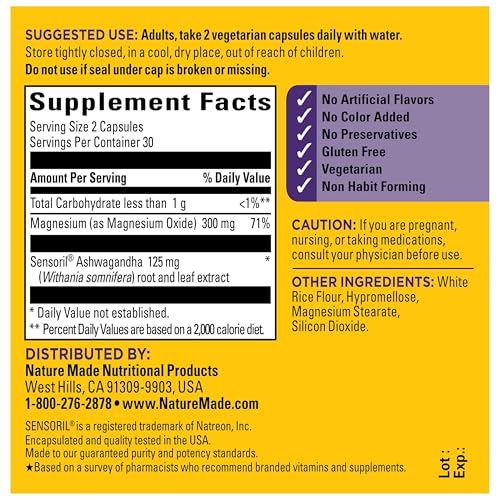 Nature Made Magnesium + Ashwagandha Capsules, 60 Capsules - image 9