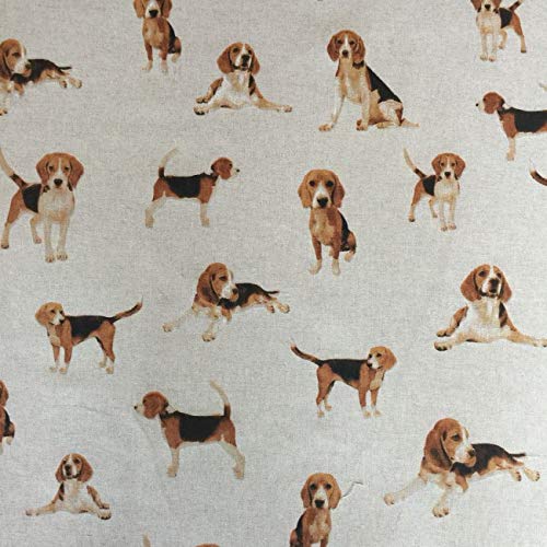 Balsara's Ltd Fat Quarter Stoff mit Hundemotiv, 100% Leinen, 46 x 58 cm, Beige