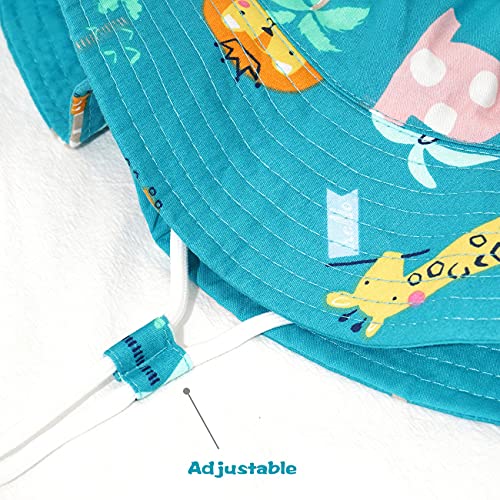 Tidefire Baby Sun Hat Toddler Kids Bucket Cute Summer Travel Outdoor Infant Beach Fisherman Hat For Boys Girls Cyan Animals 4-8 Years #TOP5