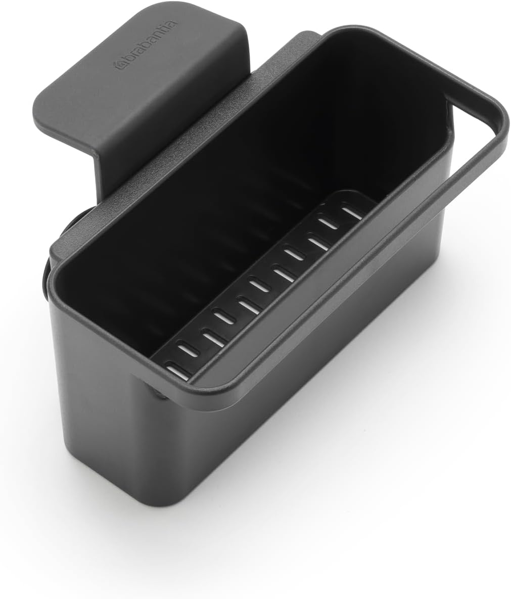 Brabantia Brabanta SinkSide in-Sink Organizer (Dark Gray) Tidy Storage/Drainage Container with Suction Cups for Kitchen Sink Sponges, Cloths, Dishsoap