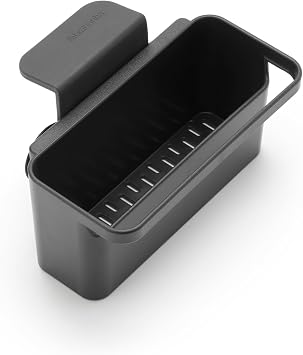 Brabantia Brabanta SinkSide In-Sink Organizer (Dark Gray) Regular Storage/Drainage Container with Suction Cups for Kitchen Sink Sponges, Cloths, Dish Soap