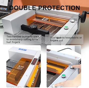 Heavy Duty Electric Guillotine Paper Cutter - 1.57 In Auto Cutting Thickness, Commercial Grade Trimmer With Scale Panel For Cardstock, Leather, Pvc