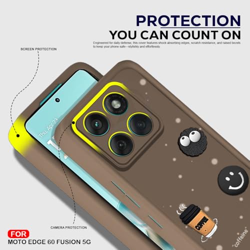 Image of AESTMO Back Case Cover for Motorola Moto Edge 60 Fusion 5G Cover | Cute Fun Cartoon| Silicone Case | Full Body Protection | Camera Protection Back Cover for Motorola Moto Edge 60 Fusion 5G (Brown)