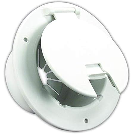 JR Products 541-2-A Polar White Deluxe Round Electric Cable Hatch with Back