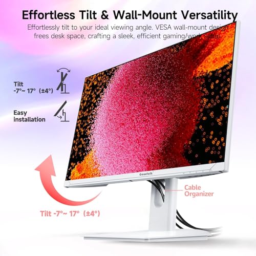 Gawfolk 27 Zoll 4K Gaming Monitor IPS, PC Bildschirm 160Hz UHD 3840 x 2160p, Computermonitors for Home & Office, HDMI 2.1, DP 1.4，weiß 5