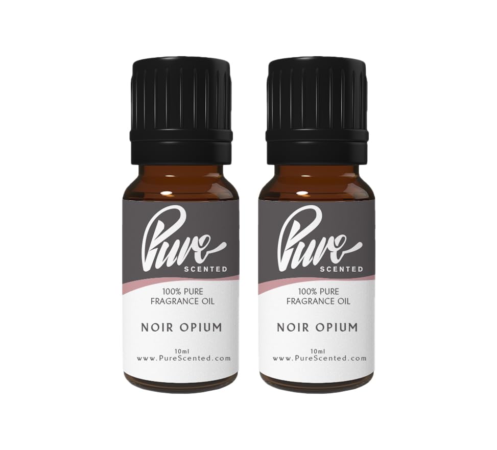 Pure Scented 20ml Fragrance Oils - 2 x 10ml Suitable for Candles, Soaps, Slime, Diffusers, Cosmetics, Wax Melts, Designer (2 x 10ml, Noir Opium)