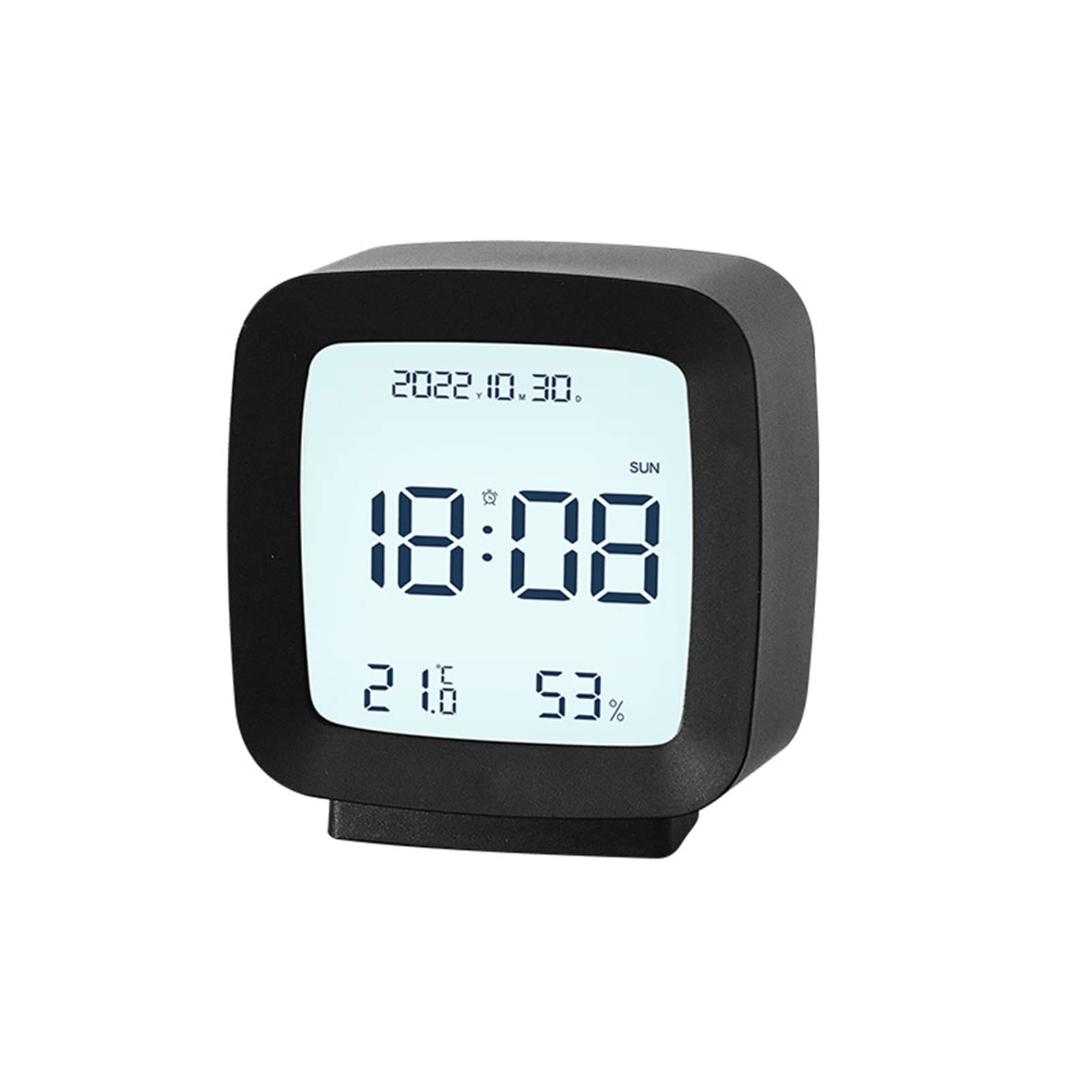 Altsuceser Minimalistic Digital Clock with Soft Backlight Battery Operated Desk Alarm Clocks with Temperature and Humidity Detection Black