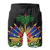 AOOEDM Haïti Blason Maillot de Bain Short de Bain à Séchage Rapide avec Doublure en Maille Short de Plage Short Imprimé Maillot de Bain