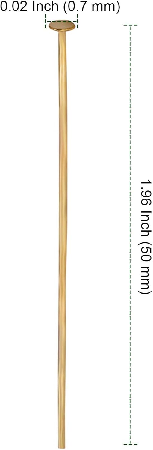 PINGEUI 1000 Pieces Gold Flat Head Pins 2 Inch Straight Eye Pins Jewelry Making, Metal Jewelry Making Pin DIY Heads for Craft Earring, Bracelet, Necklace, Pendant - Image 2