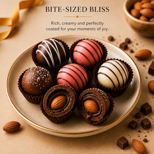 Image of Premium Chocolate Gifts | Handmade Gift Hamper | Almonds Chocolate (12 pcs Truffle Coated Almonds)