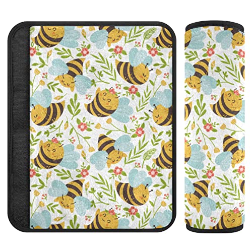 Image of Honey Bee Car Seat Strap Covers for Baby Kids 2 PCS Car Seat Straps Shoulder Cushion Pads Protector Baby Car Seat Strap Covers for Straps Car Truck