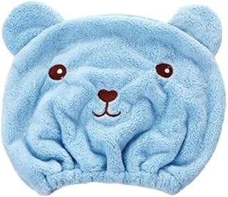 UYFRD Lovely Little Bear - Gorro de secado de pelo, toalla de microfibra de secado rápido, gorro de ducha, toallas envueltas, gorro de baño, accesorios de baño (azul, 10 unidades)