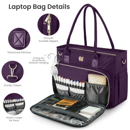 Image of Teacher Tote Bag for Women,Laptop Work Bag for Business Travel,Quilted Nurse Bible Computer Bag Briefcase Gift