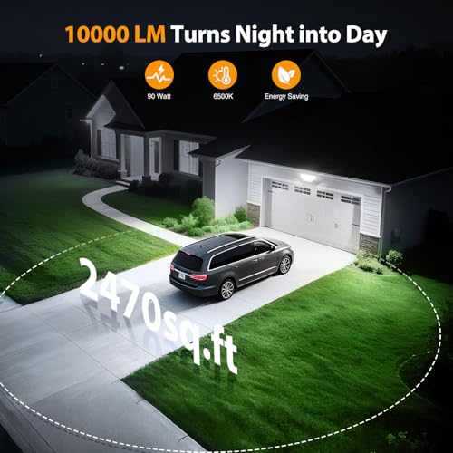 Onforu 90W Flood Lights Outdoor, 10000LM Ultra Bright 4-Head LED Security Light with Switch Control, IP66 Waterproof 6500K Exterior Lights for Yard Garage Patio by Onforu - Image 3