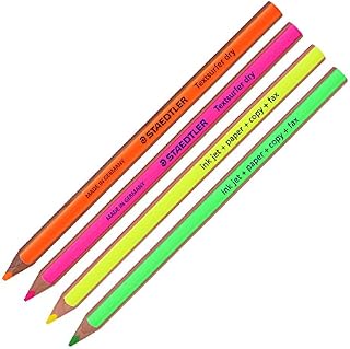 Staedtler Textsurfer Dry Highlighter Pencil 128 64 Drawing for Writing Sketching Inkjet,Paper,Copy,fax(Pack of 4) (Color Mix-4 Pencils) by Staedtler