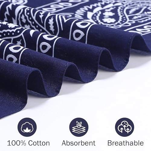 Image of Mochabao 100% Cotton 27 inch x 27 inch Large Bandanas for Men & Women, Multi-Purpose Bandana Headbands, Square Head Scarf