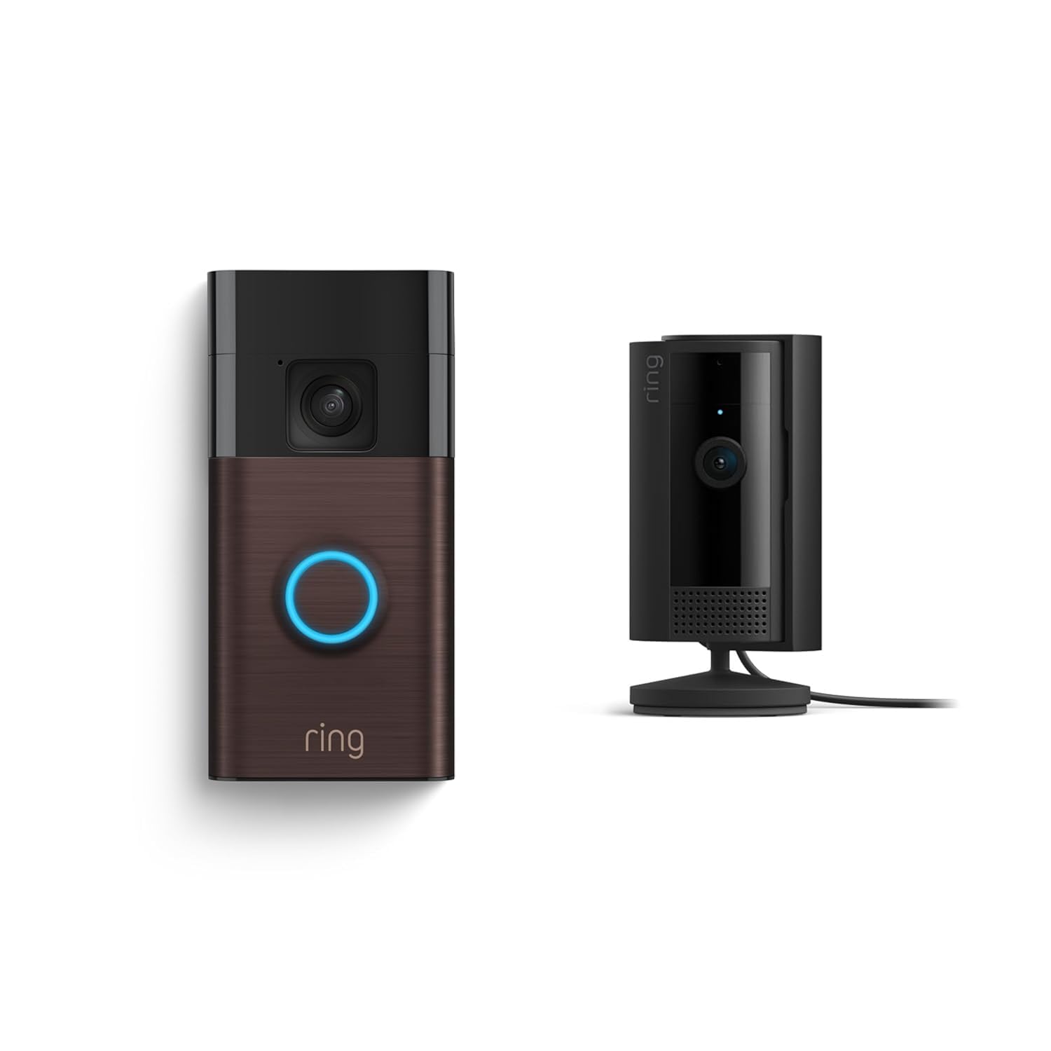 Ring Battery Doorbell Venetian Bronze + Ring Indoor Cam Black