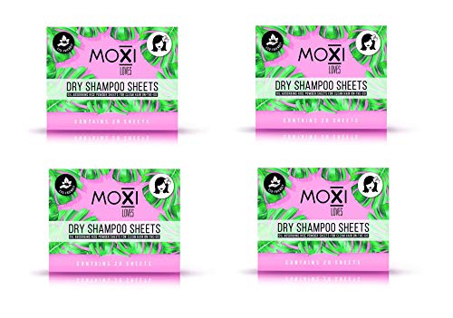 Moxi Loves DRY SHAMPOO SHEET Oil Infused Rice Powder Sheets Quad pack