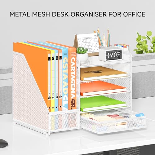 VITVITI Desk Organiser with File Holder, 5 Tier Desk Tidy Organiser with 2 Pen Holders - Image 4
