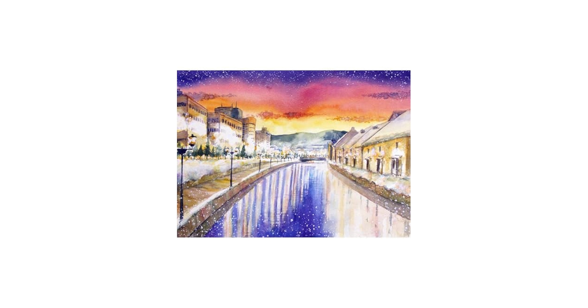 ○七色の開運　　絵画原画 Amazon.co.jp: 原画夢色小樽運河水彩画絵画 インテリアに 7YEH
