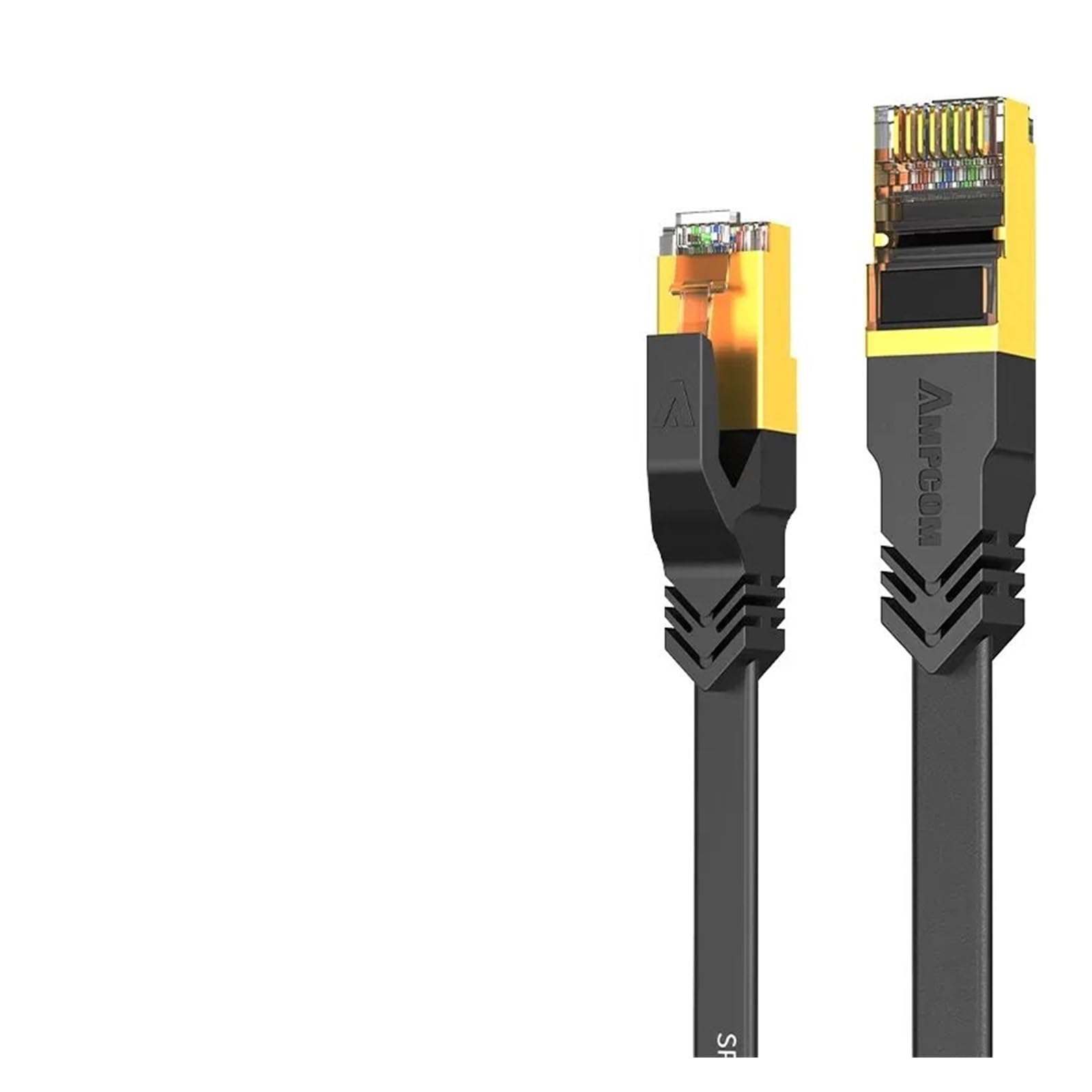 Cavo Ethernet CAT7 Cavo LAN piatto SFTP rotondo RJ45 Cavo di rete Cat 7 Cavo Internet compatibile con router modem PC P; cavo patch S/4 (30 m, PVC nero)