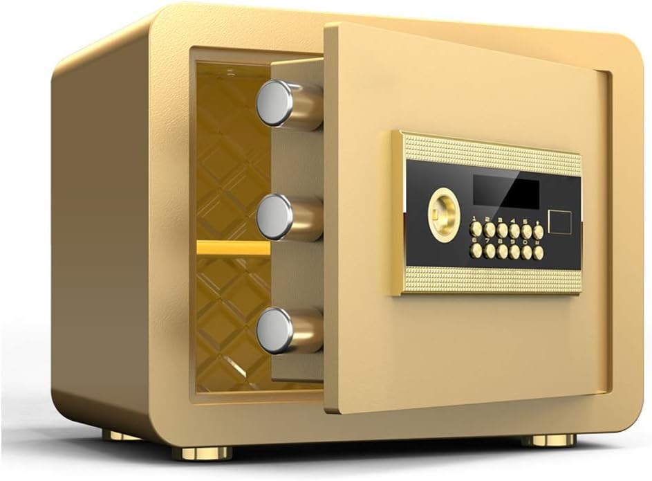 Safe Steel LCD Screen Electronic Alarm Double-Layer Cabinet Gold * 25Cm Security Box strongbox