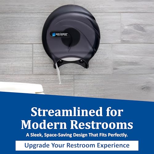 Image of San Jamar Oceans Plastic Single Jumbo Bath Tissue Dispenser, 3.25 inch Core, Black Pearl