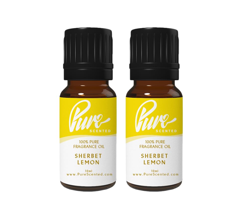 Pure Scented 20ml Fragrance Oils - 2 x 10ml Suitable for Candles, Soaps, Slime, Diffusers, Cosmetics, Wax Melts, Designer (2 x 10ml, Sherbet Lemons)