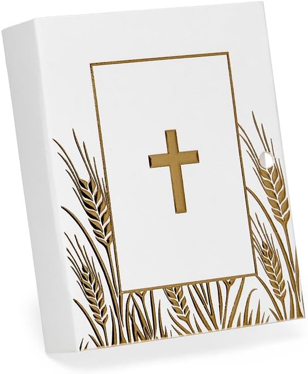 20ea - 3 X 2-1/2 X 1 White/Gold Holy Cross Bible Box-Pkg