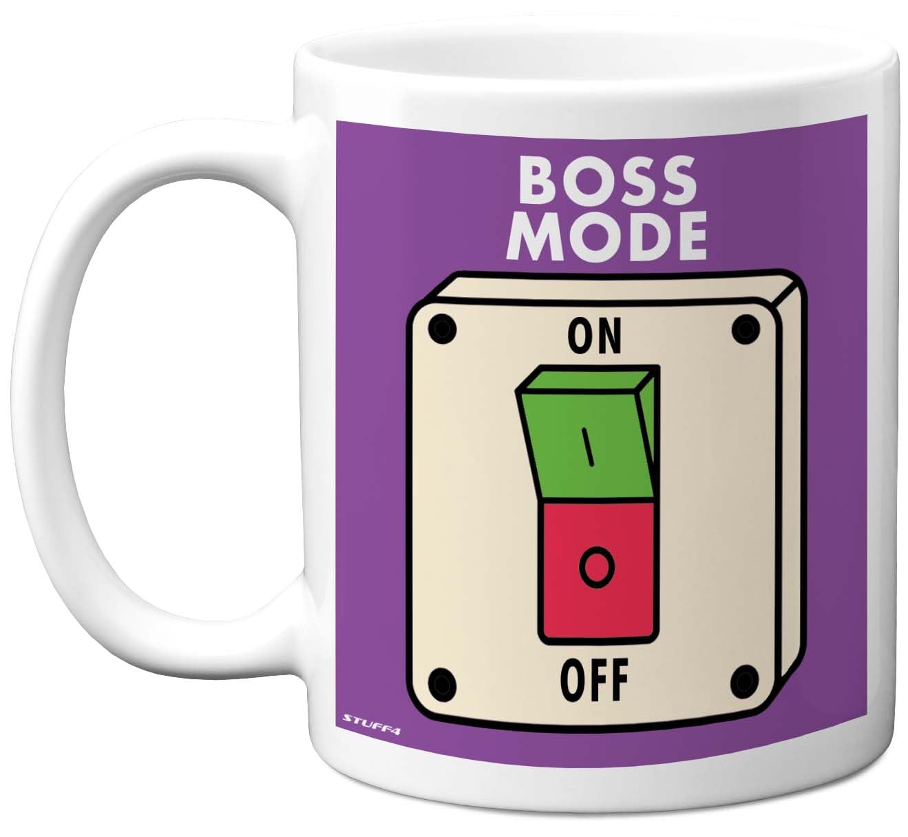 Stuff4 Funny Birthday Mug for Men Women - Boss Mode - Novelty Birthday Mugs Present Gifts for Work Colleague Manager Employee, 11oz Ceramic Coffee Humour Joke Banter Cup