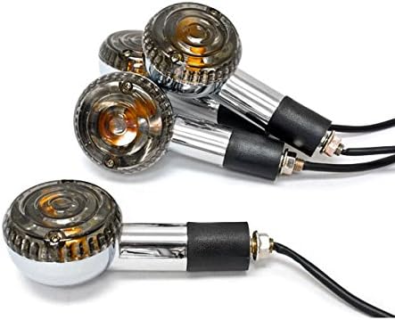 Motorcycle 4pcs Smoke Front and Rear Chrome Turn Signals Indicators Blinkers Lights Round Chrome Turn Signals Blinkers Compatible with Suzuki Honda Kawasaki Yamaha Scooters