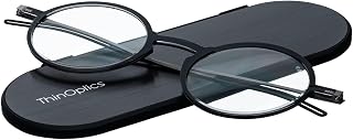 ThinOptics Manhattan Reading Glasses Round Frames With Milano Magnetic Case - Thin Lightweight Compact Readers 1.0 1.5 2.0... Price In India