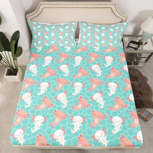 TACOKI Sabanas Bajeras 180x200 Salamandra Sábanas Bajeras Linda Salamandra Ajustable Suave y Cómoda Sabana Bolsillo Profundo 30 cm, para Grueso Colchón, Sabanas Cama 180 d2092