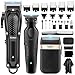 KEMEI Cortapelos profesional para hombres, inalámbrico, completo, cortadora de barbero con cuchilla en T, recortadora, set de afeitadora de lámina, kit completo de cortapelos eléctrico con 9 peines