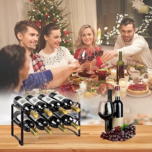 Mutool 2 Tier Stackable Wine Racks Hold 8-16 Bottles Wines ,Metal Freestanding Stand Wine Organizer Holder Countertop Liquor Storage ShelfBronze (2 Tier)