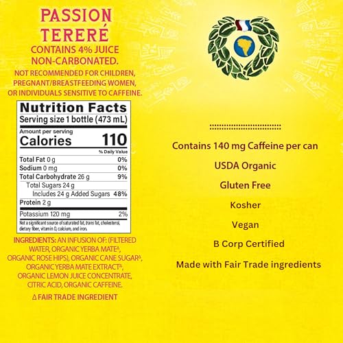 Guayaki Pure Passion 16 Oz USDA Organic Tea For Health Conscious Consumers On-The-Go