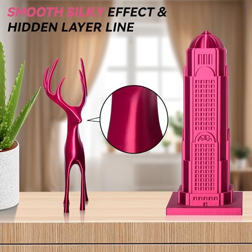 Image of PLA Filament 1.75mm, TINMORRY 3D Printer Filament, 1kg (2.2lbs), Compatible with Bambu FDM 3D Printer, Silk Rose Red
