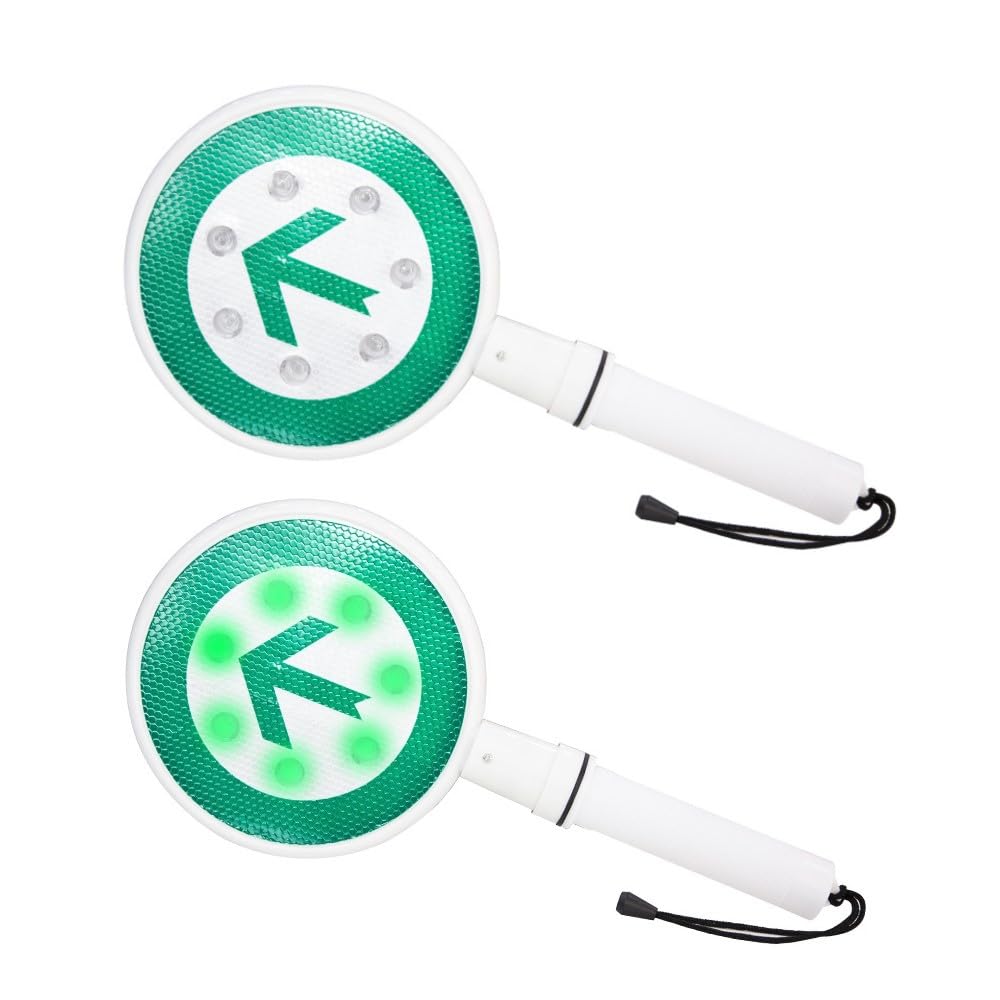 Bi-Directional Warning 16 LED Traffic Safety Baton | Battery Powered Safety Baton | Traffic Control LED Flashing Light | Stop and Go Sign (2 Pcs Set)
