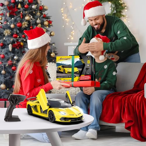 Lamborghini Remote Control Car, Officially Licensed 1:14 Lambo RC Car for Boys Girls Birthday Gift, Yellow Toys for 3 4 5 Years Old(Yellow) - Image 3